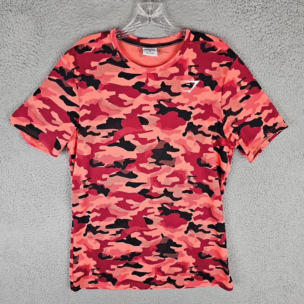 Gymshark Arrival T-Shirt Mens Medium Camouflage Slim Fit Performance Athletic